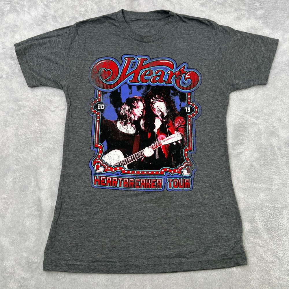Heart Heartbreaker Tour 2013 Concert T-Shirt Size M Gray Womens Rock Band Tee
